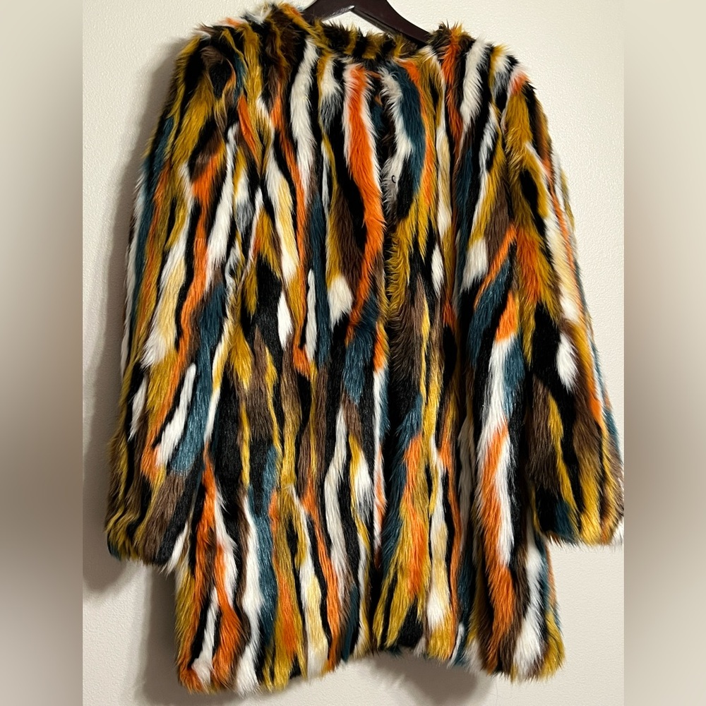 Multicolor faux fur coat